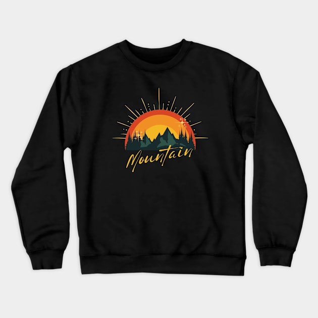 Radiant Mountain Dawn: A Semicircle of Sunrise Colors Crewneck Sweatshirt by Teeeshirt